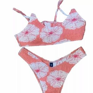 Swimwear Medium 2 Piece Bikini Top & Bottom Swim Suit Bathing-Orange. NWT.